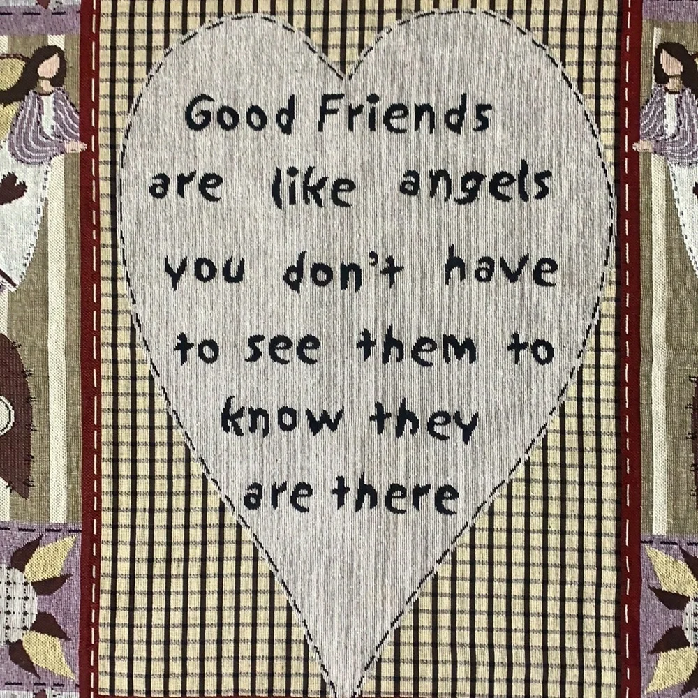 Primative Large Tapestry Rustic Sampler Cabincore Farmhouse Friend Angels